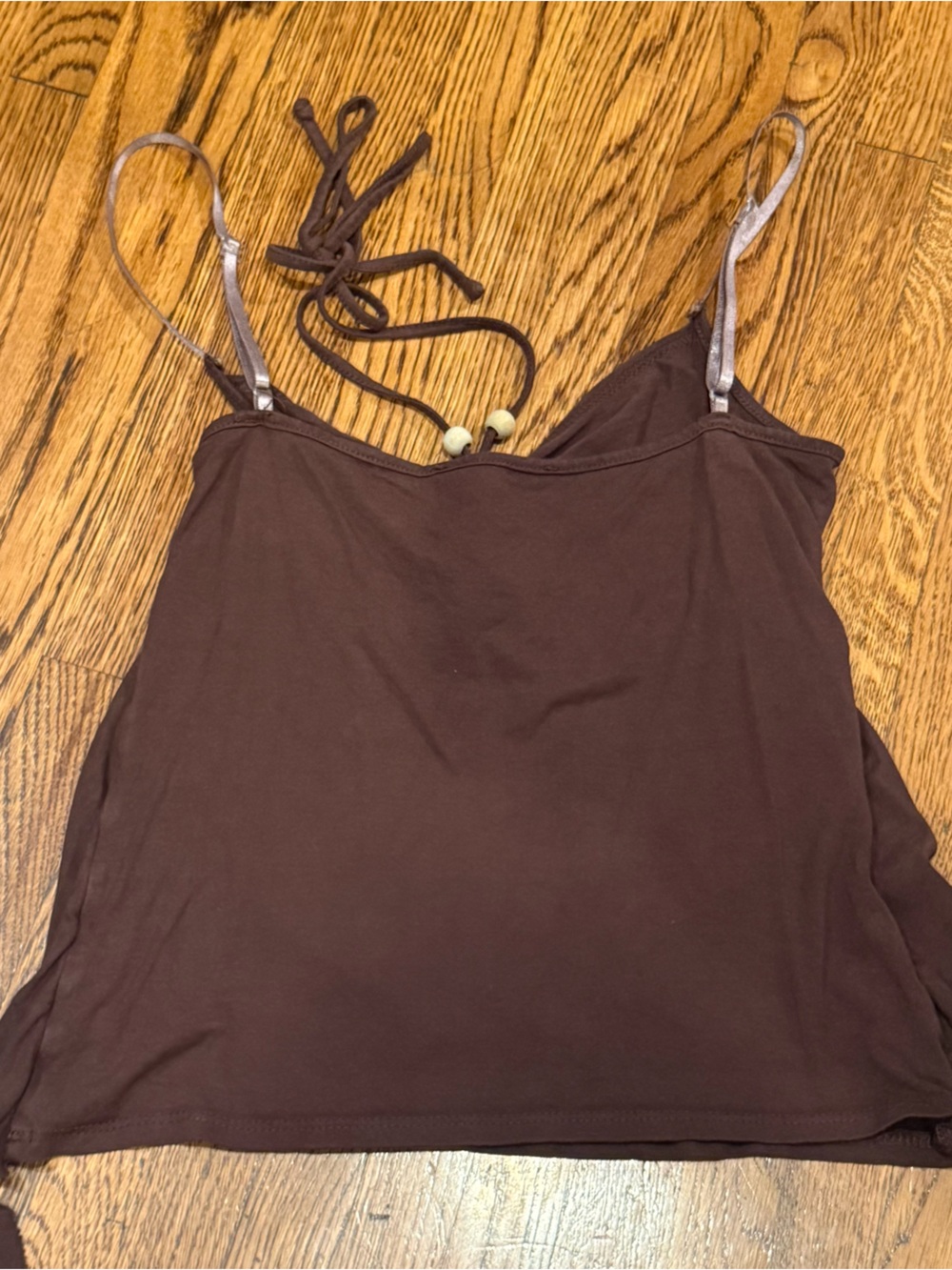 Vintage Brown Beaded Halter Flowy Camisole - Picture 3 of 3